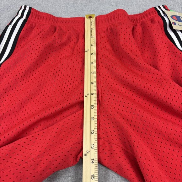 Champion Red Mesh Athletic Shorts  Black & White Stripes Mens L 100% Polyester - Picture 8 of 14
